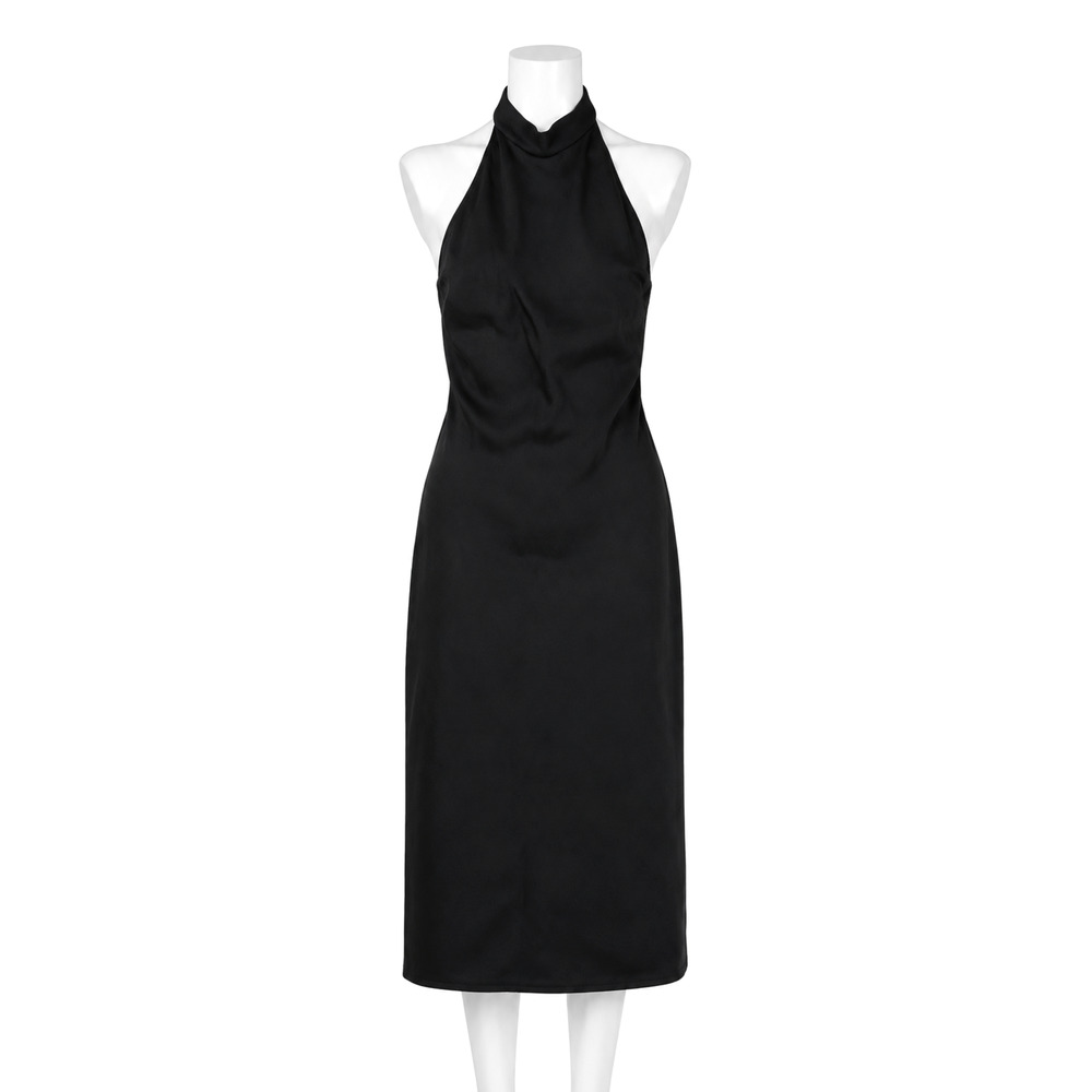 St John Wool Halter Dress Open Back Knit Stretch New